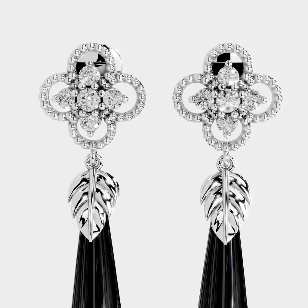 Black Onyx Earrings in 18K Gold – Rimsha Design (Sulemani Stone)