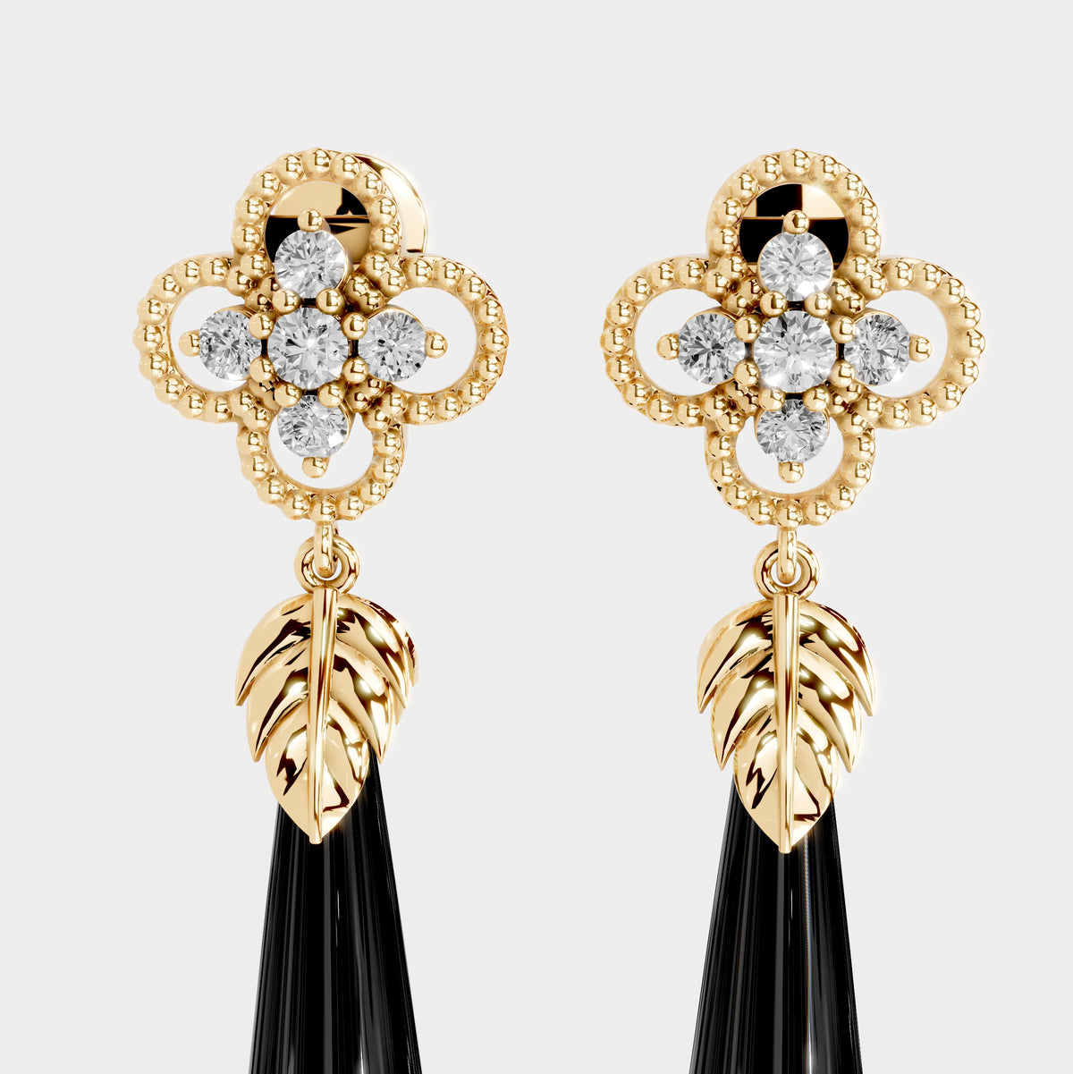 Black Onyx Earrings in 18K Gold – Rimsha Design (Sulemani Stone)