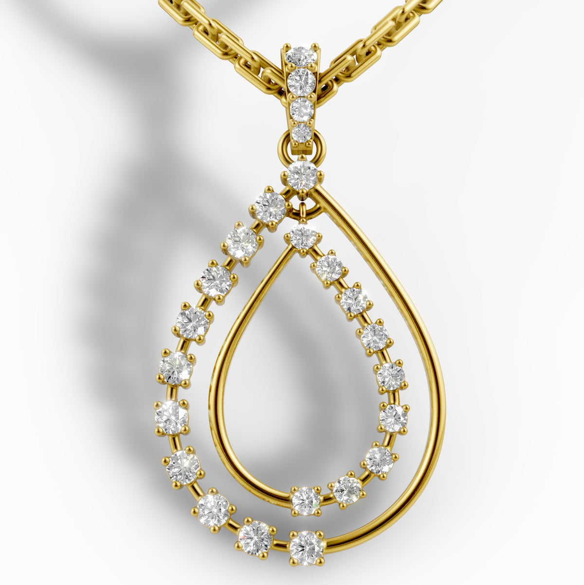 Diamond Pendant & Earrings Set – 18K Gold, 7.50g (Total Diamond Weight: 1.76 ct)