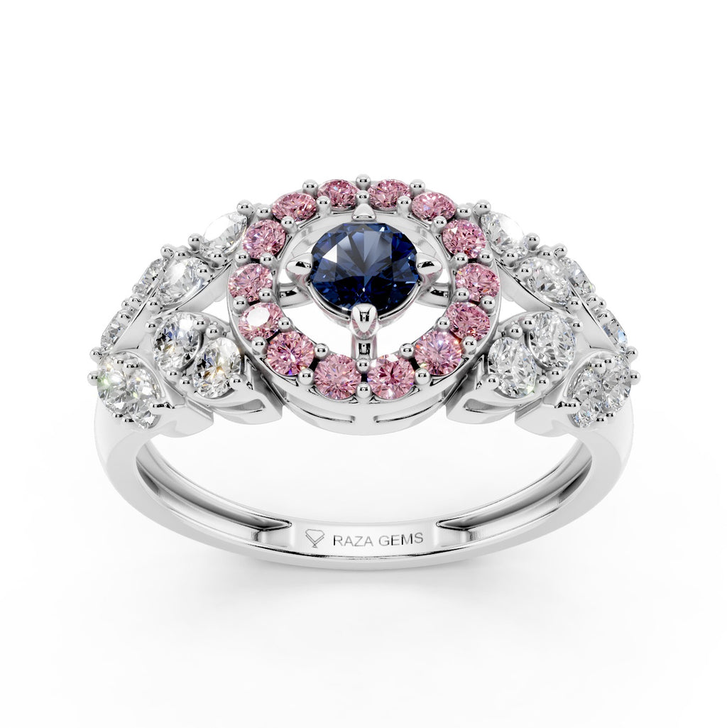 Natural Sapphire and Diamond Ring – 18K Gold (2.8g)