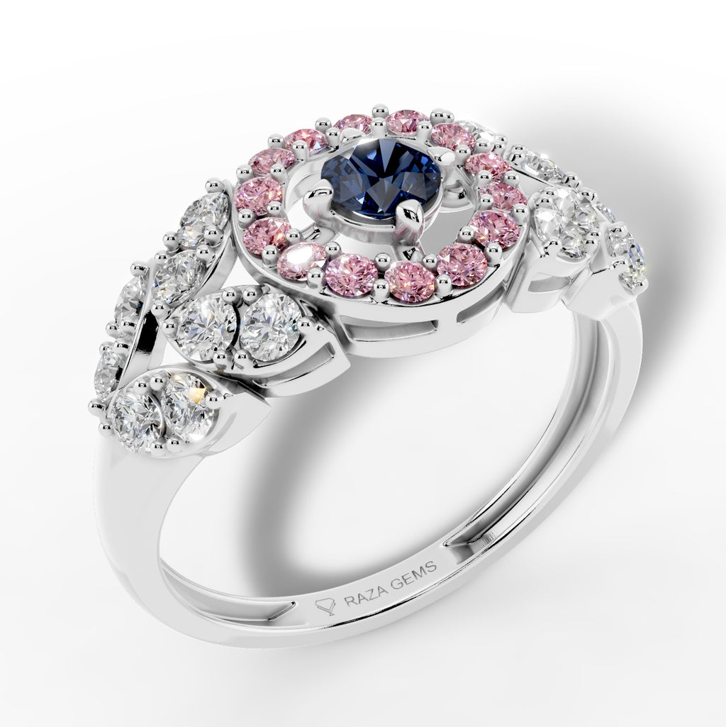 Natural Sapphire and Diamond Ring – 18K Gold (2.8g)