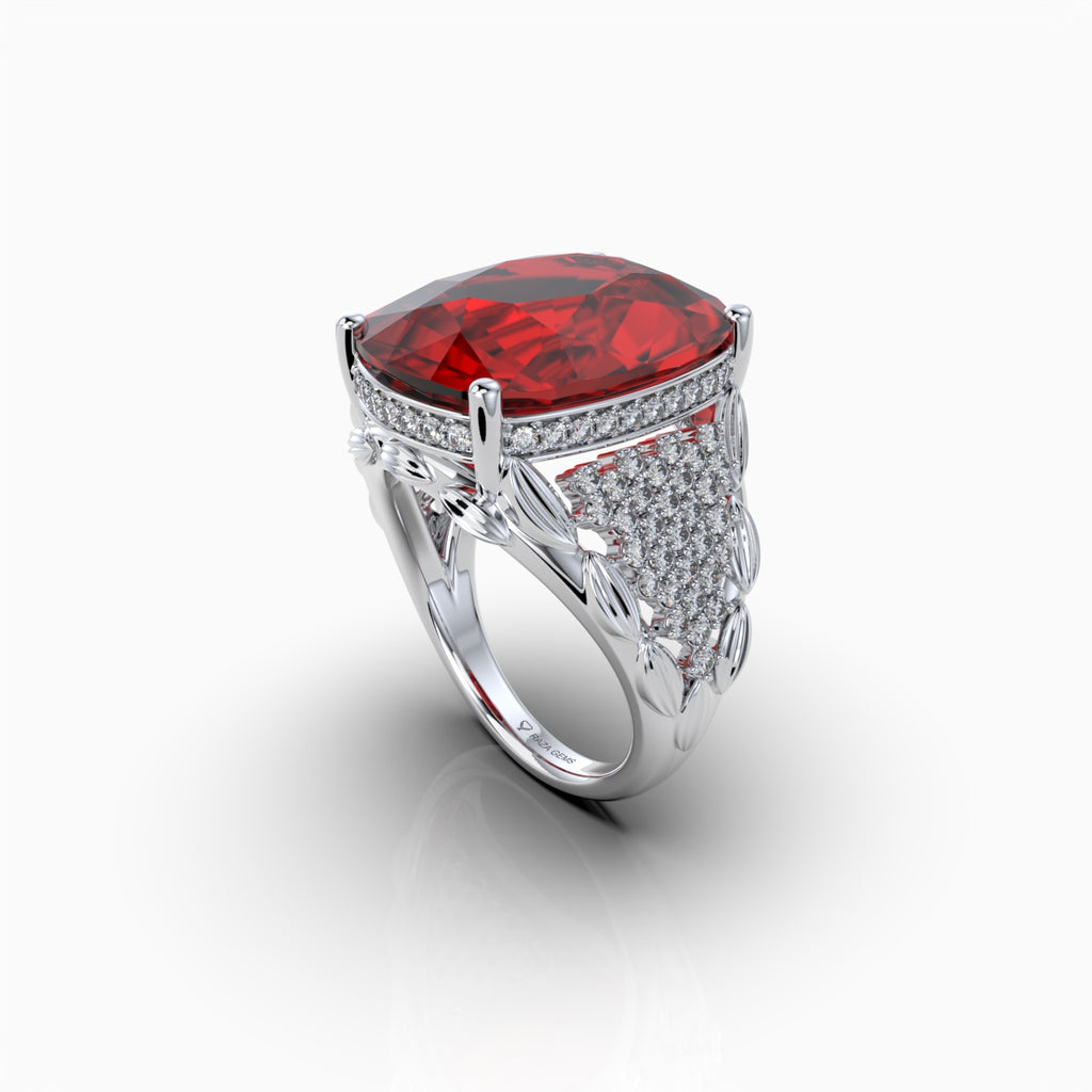 Natural Ruby Cocktail Ring in Gold with Natural Diamonds 10+ Carats Ruby