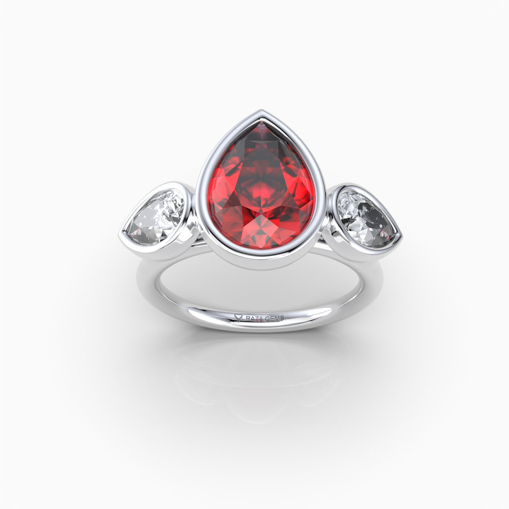 Natural Ruby Ring with Natural Diamonds