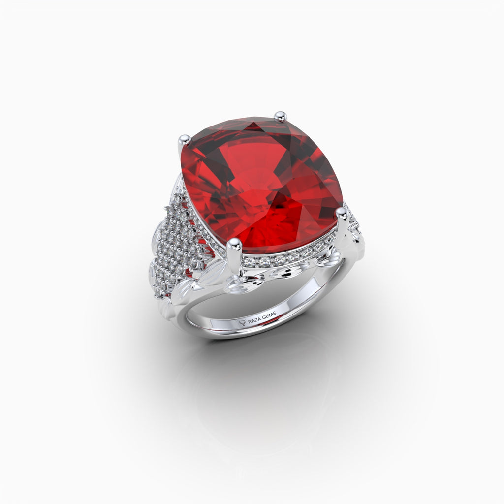 Natural Ruby Cocktail Ring in Gold with Natural Diamonds 10+ Carats Ruby