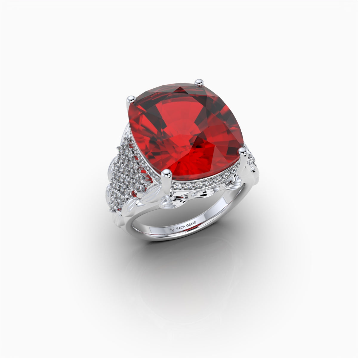 Natural Ruby Cocktail Ring in Gold with Natural Diamonds 10+ Carats Ruby