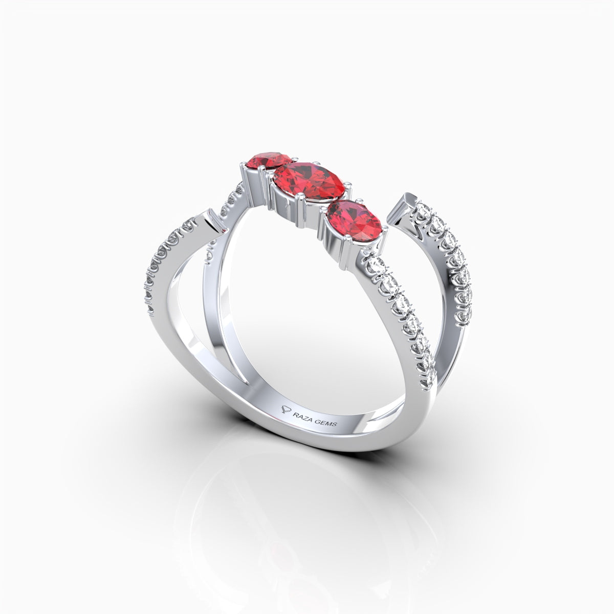 Marnie - Oval Ruby & Moissanite Open Wrap Ring in 18K Solid Gold