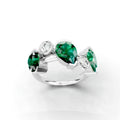 Lumina Trio: Pear-Cut Emerald and Diamond Ring