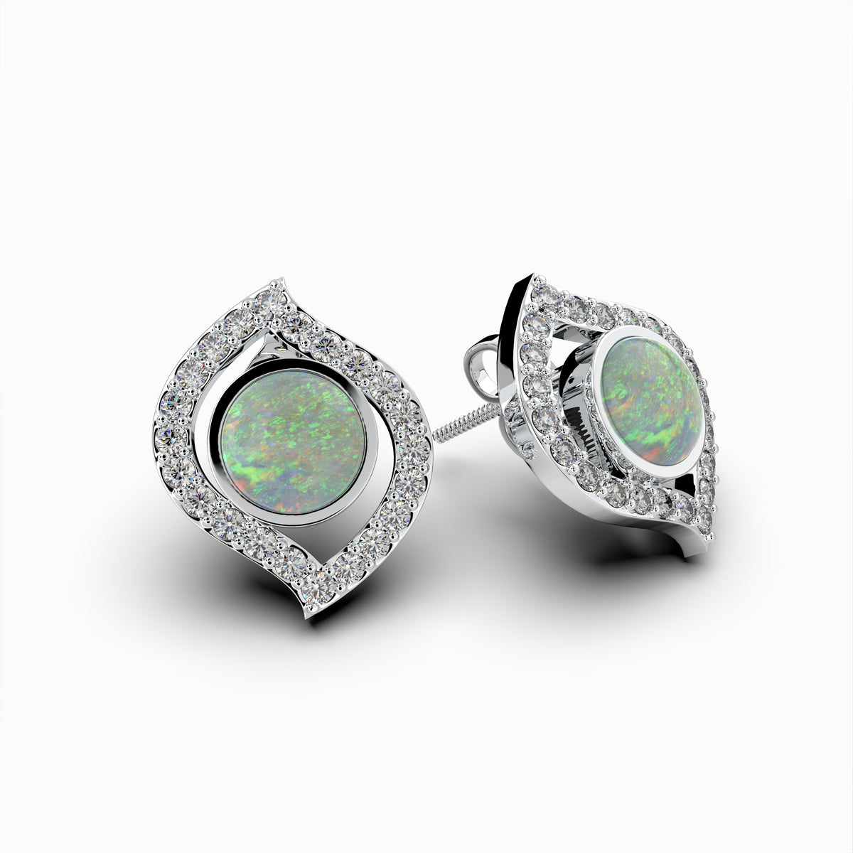 White Australian Opal Earring - Riley