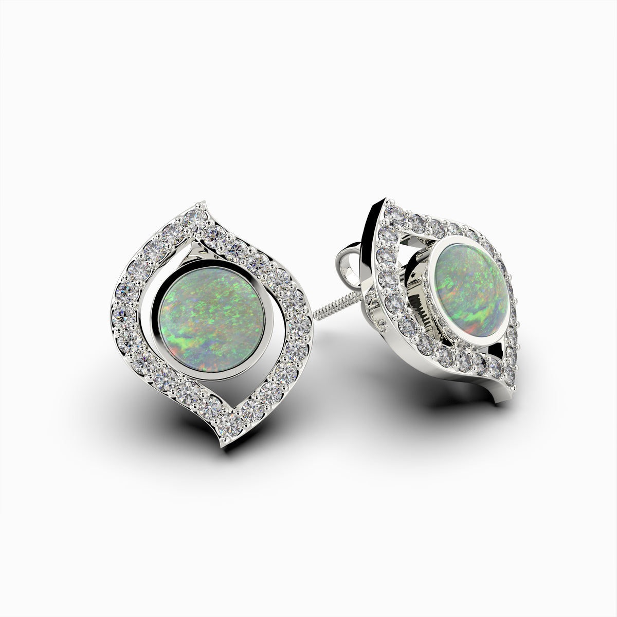 White Australian Opal Earring - Riley