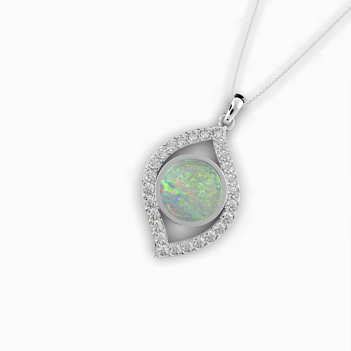 White Australian Opal Pendant - Zoe