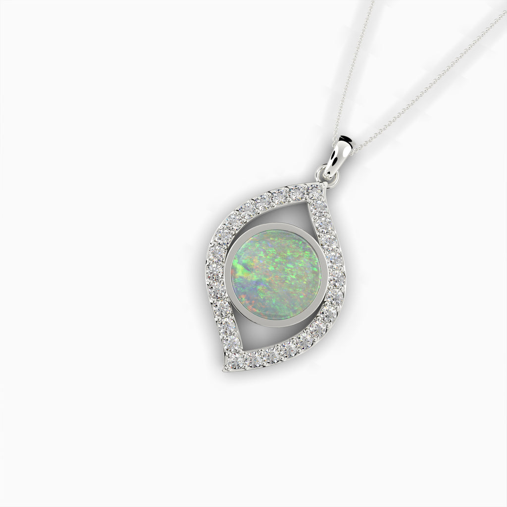 White Australian Opal Pendant - Zoe