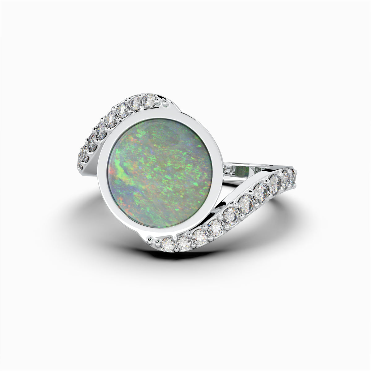 White Australian Opal Ring - Willow