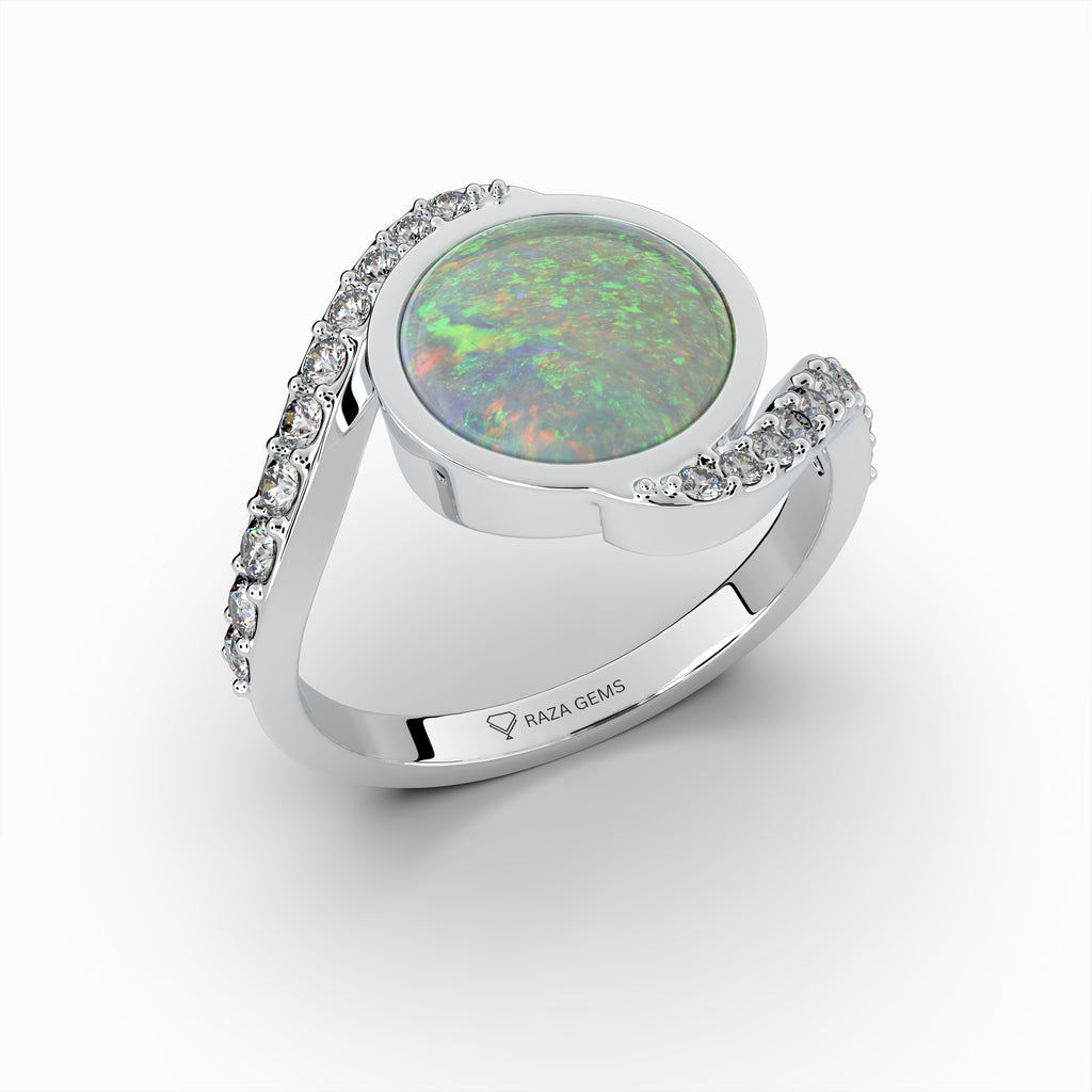 White Australian Opal Ring - Willow
