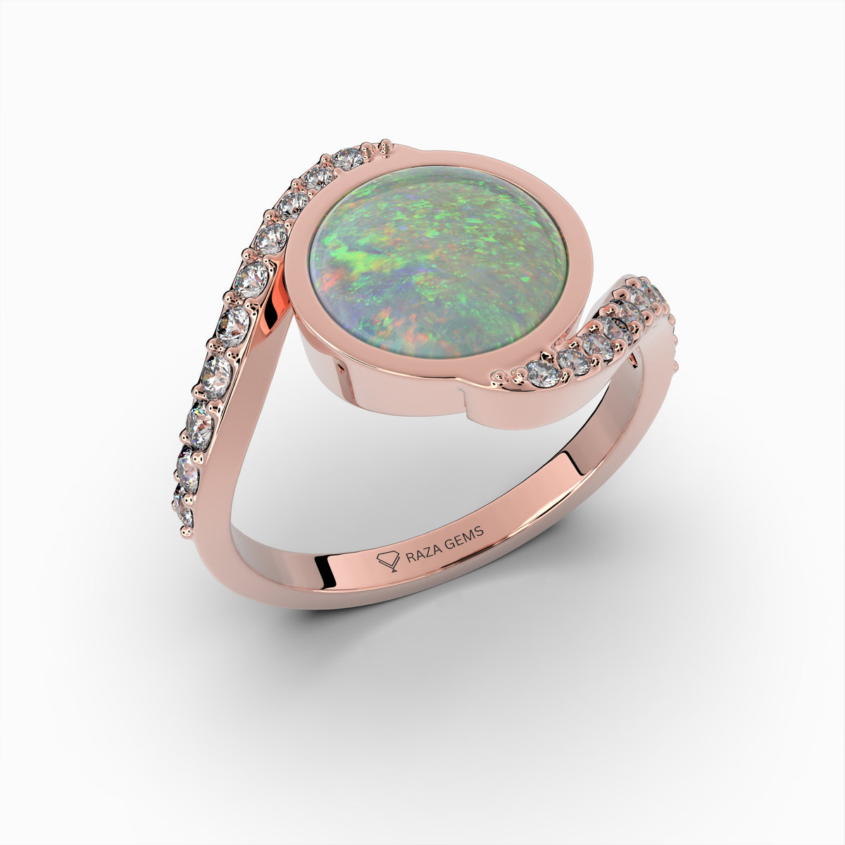 White Australian Opal Ring - Willow