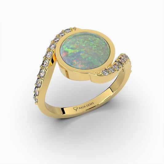 White Australian Opal Ring - Willow