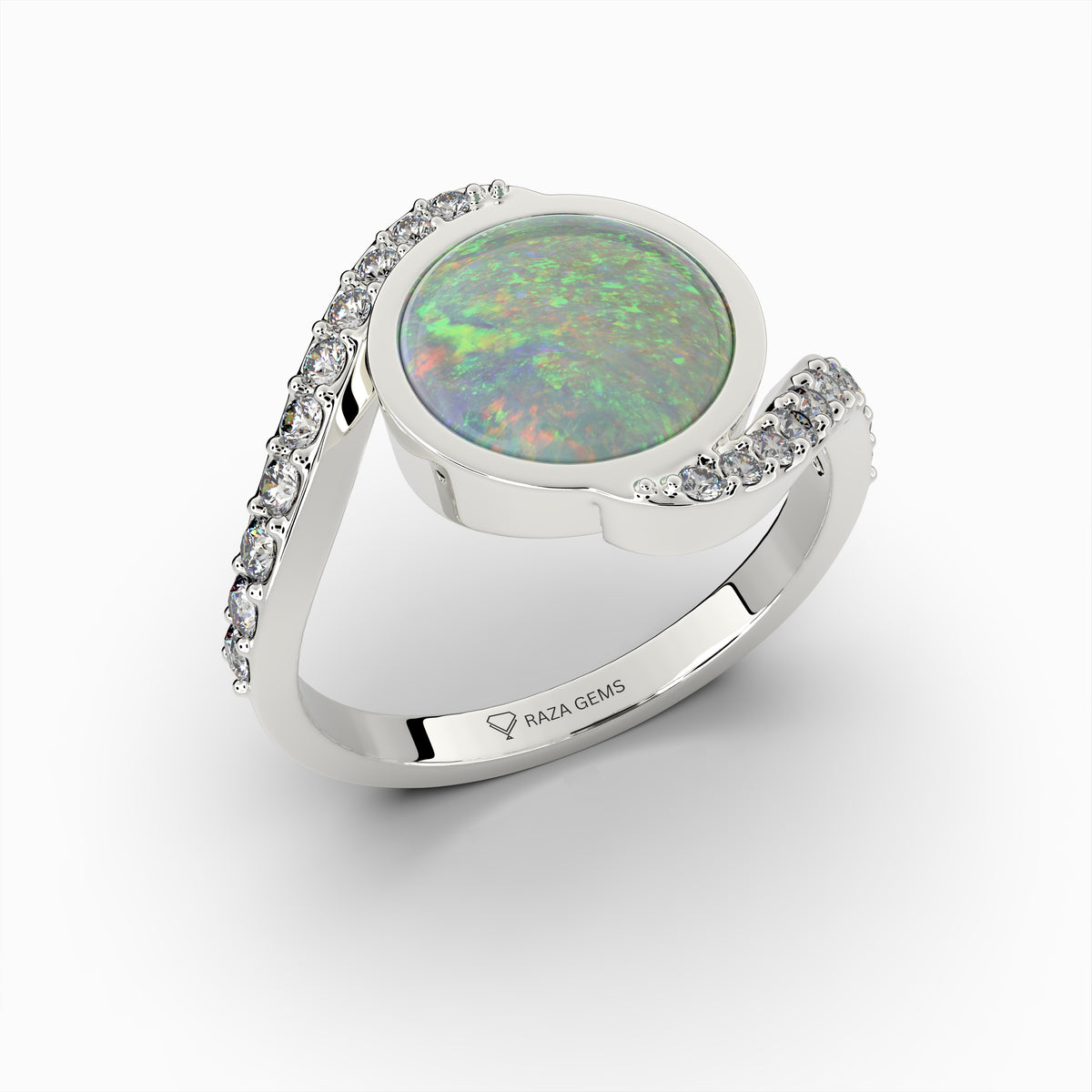 White Australian Opal Ring - Willow