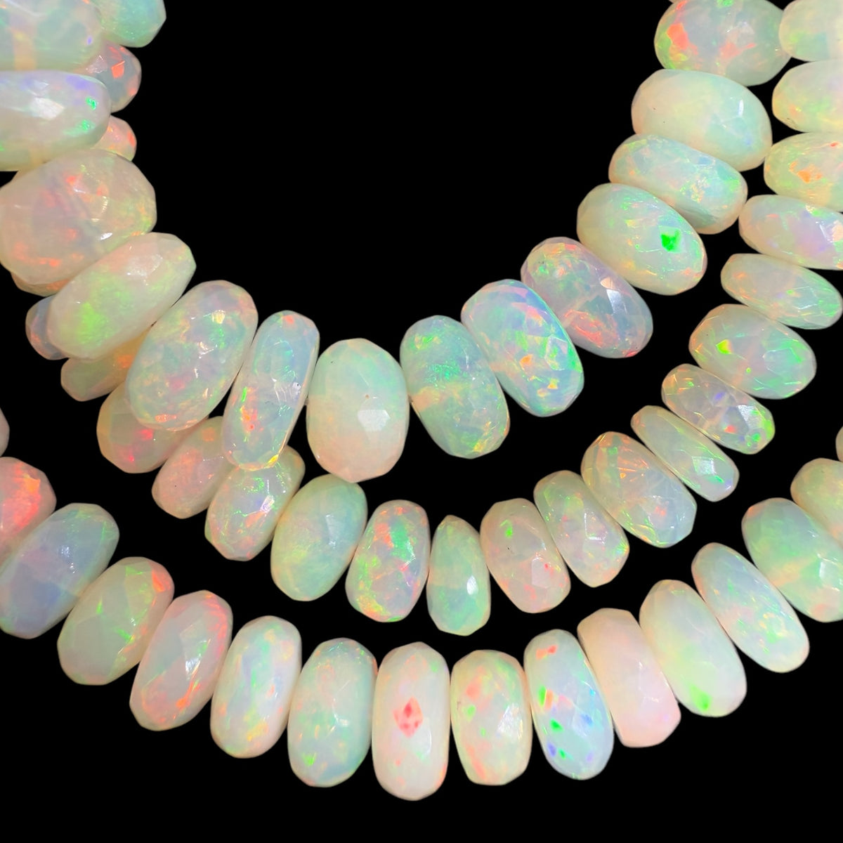 White Ethopian Opal Rondelle Faceted beads from 5 - 8 mm