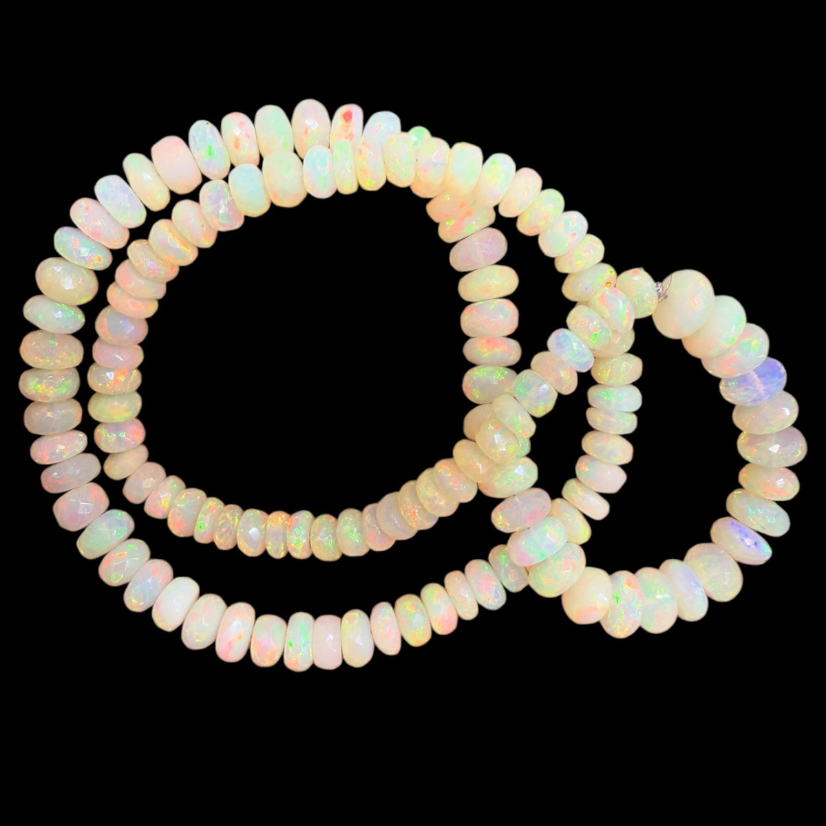 White Ethopian Opal Rondelle Faceted beads from 5 - 8 mm