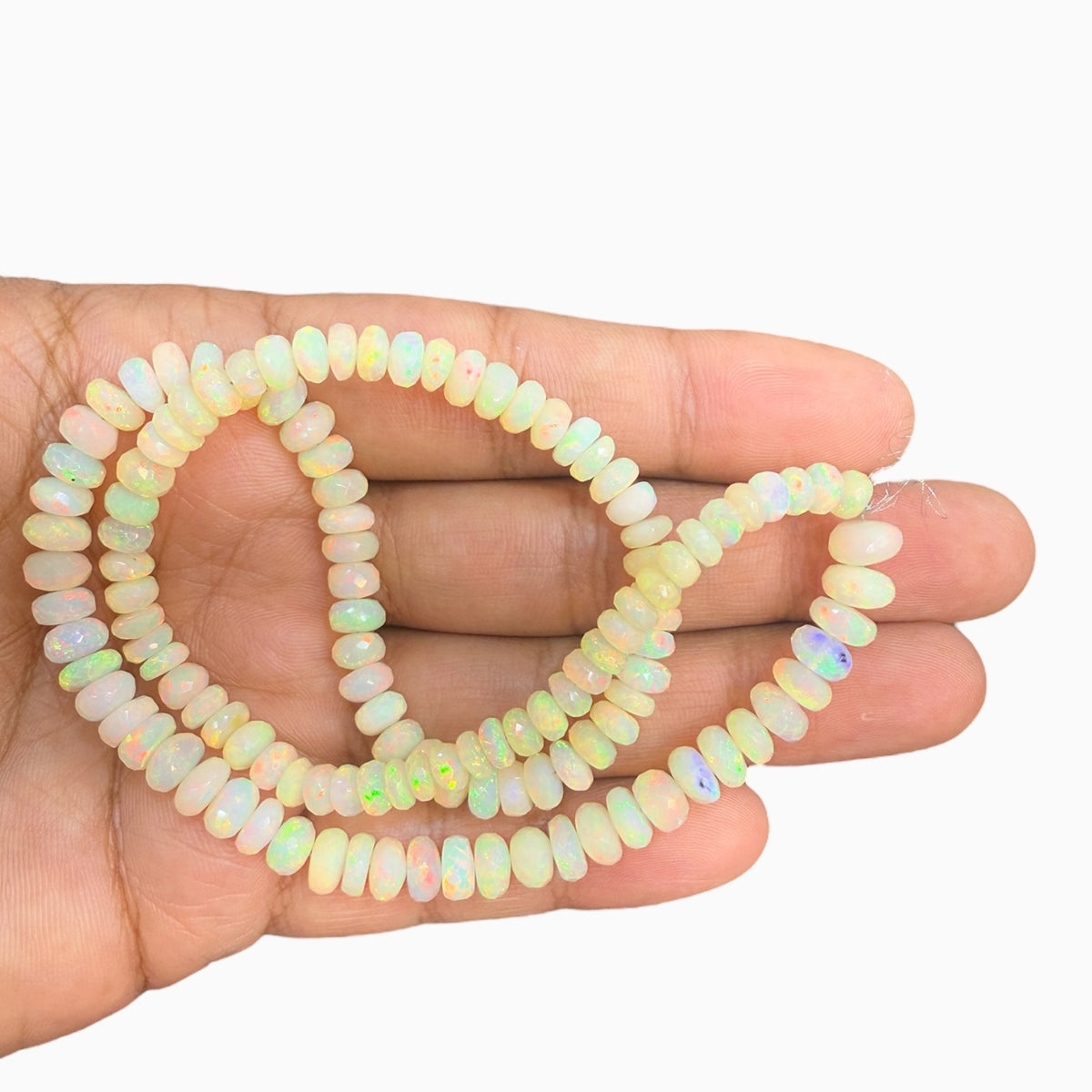 White Ethopian Opal Rondelle Faceted beads from 5 - 8 mm
