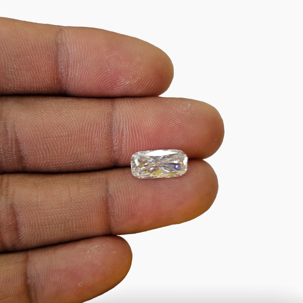 White Moissanite Diamond in Cushion Cut 3.08 Carats Weight for Sale