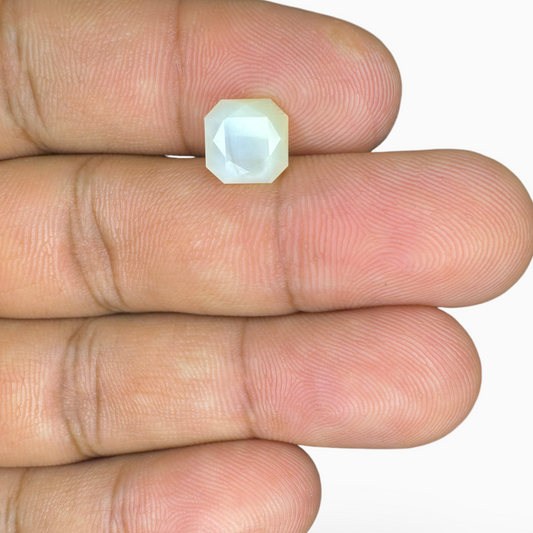 Natural White Color Ethiopian Opal Stone 1.8 Carats Asscher Cut Shape 9mm