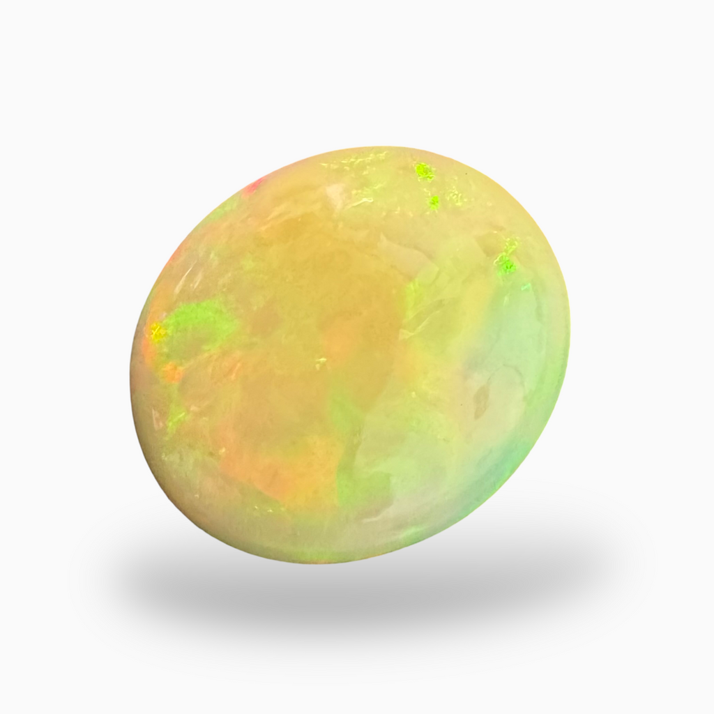 Natural White Ethiopian Opal Stone 17.07 Carats Oval Cabochon Shape 22X19mm