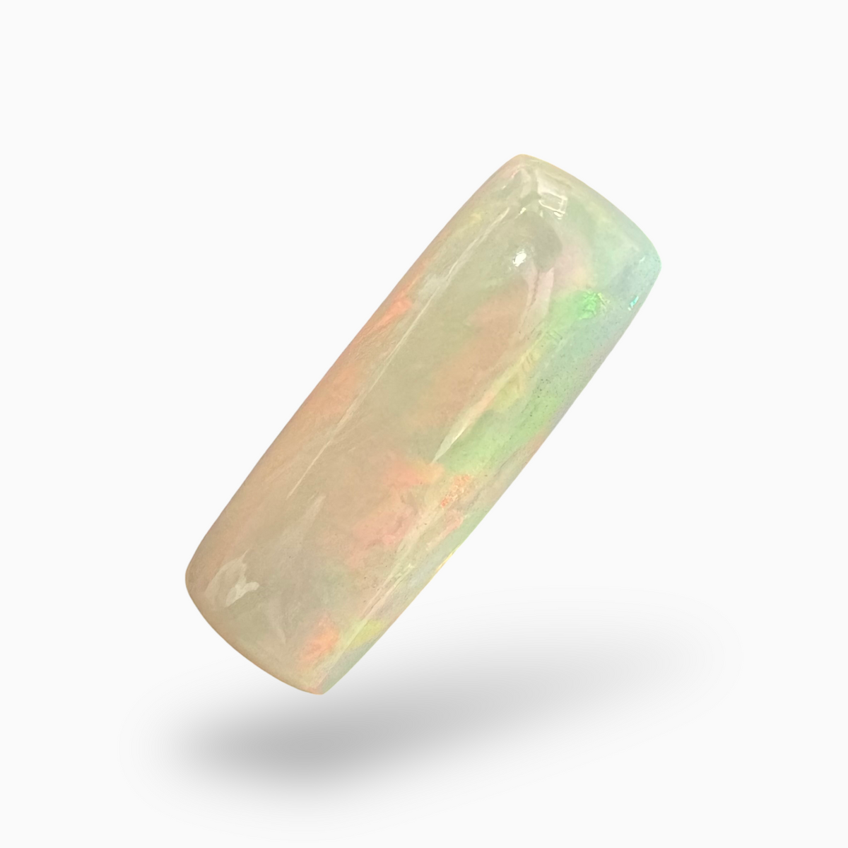 Natural White Ethiopian Opal Stone 25.1 Carats Long Cushion Cabochon Shape Size 32X12mm