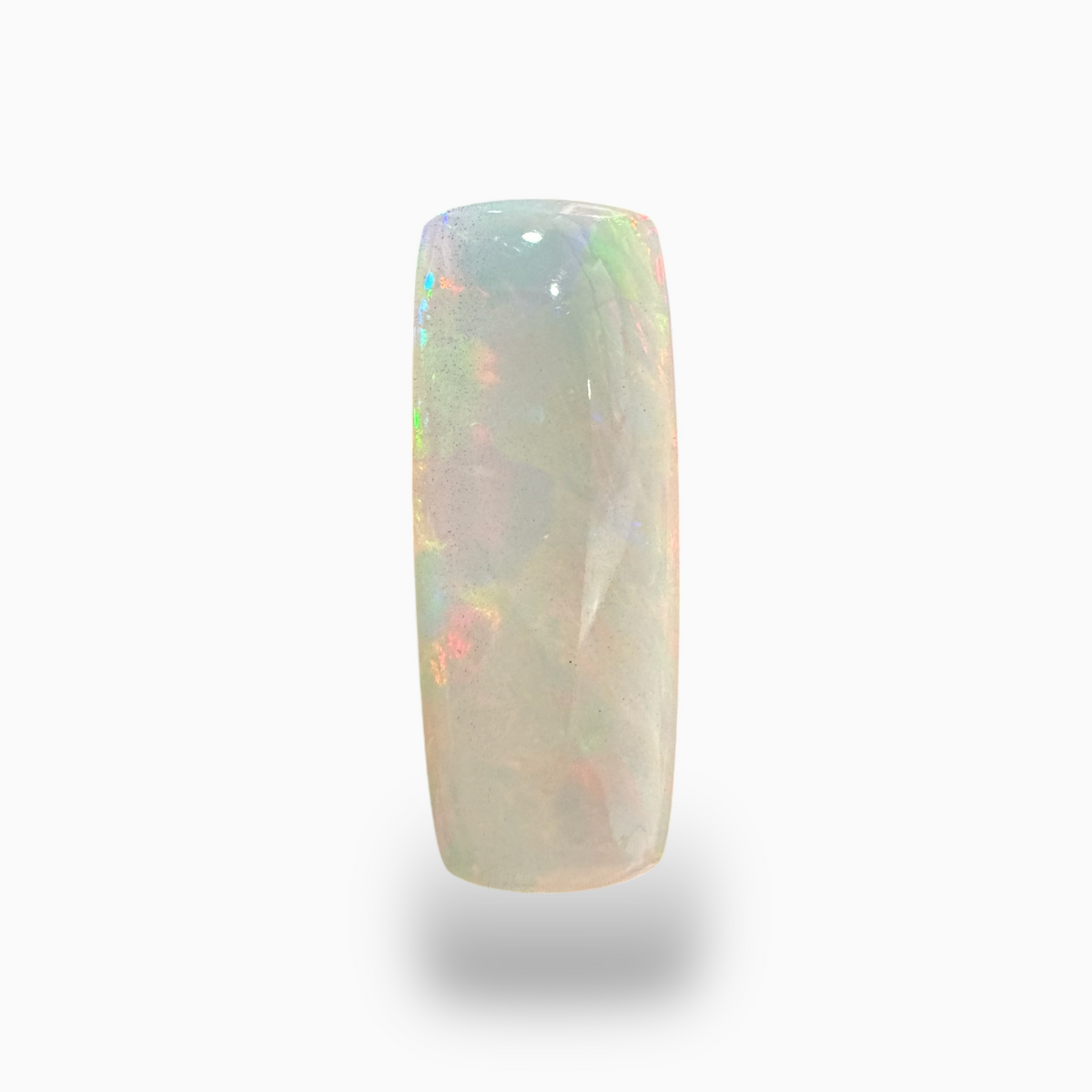 Natural White Ethiopian Opal Stone 25.1 Carats Long Cushion Cabochon Shape Size 32X12mm