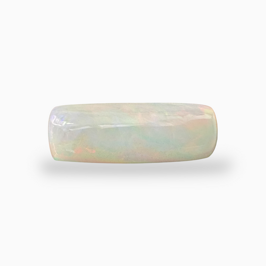 Natural White Ethiopian Opal Stone 25.1 Carats Long Cushion Cabochon Shape Size 32X12mm