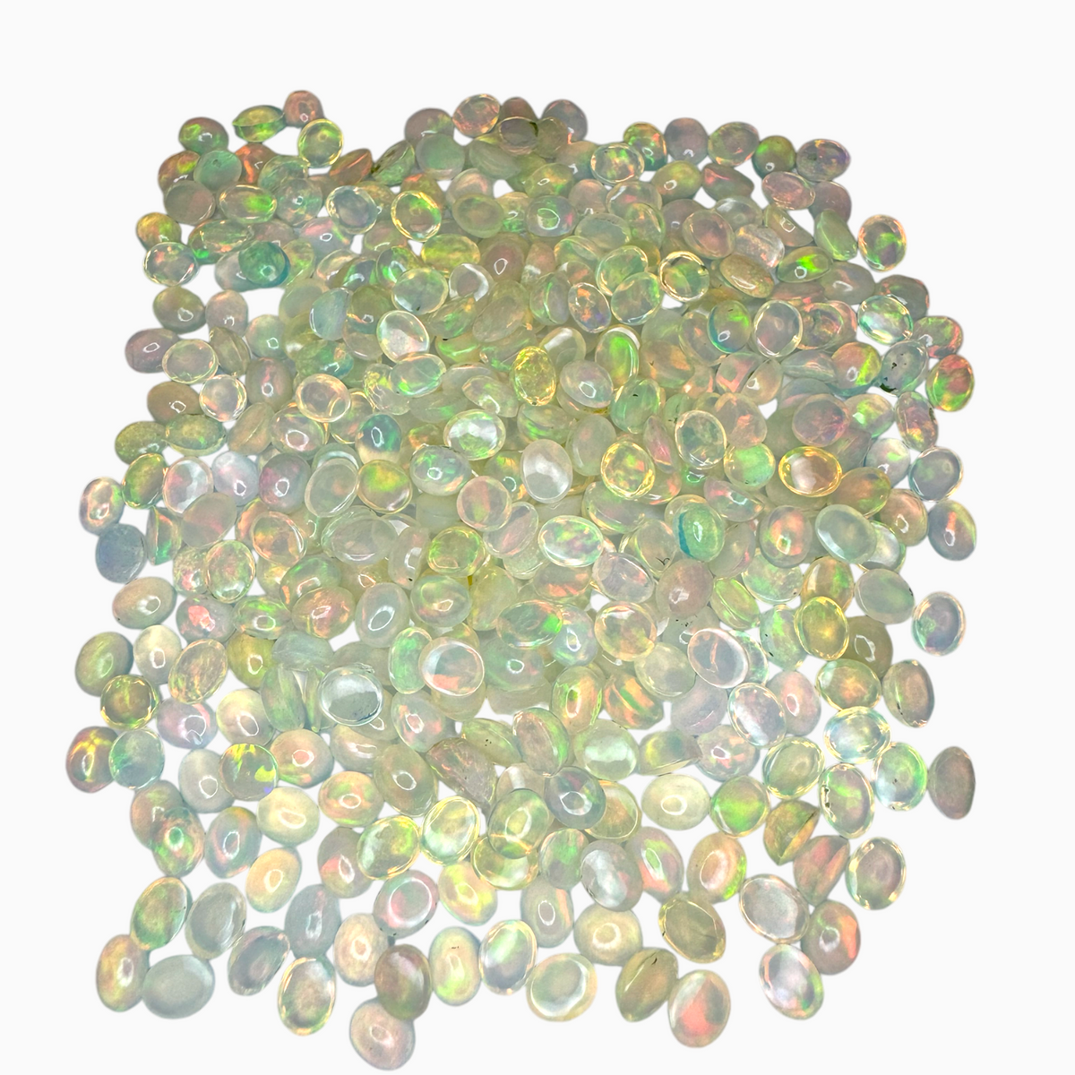 Natural White Color Ethiopian Opal Stone 0.22 Carats Oval Cabochon Shape 5X4mm