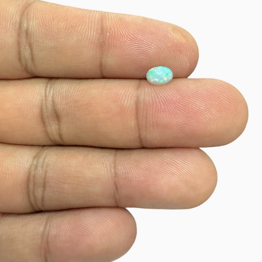 Natural White Color Ethiopian Opal Stone 0.27 Carats Oval Cabochon Shape 6X4mm