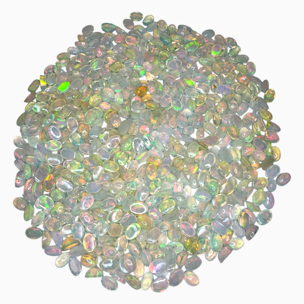 Natural White Color Ethiopian Opal Stone 0.27 Carats Oval Cabochon Shape 6X4mm