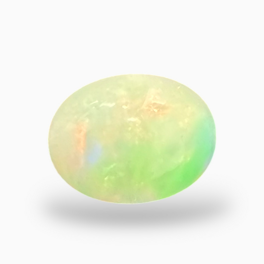 Natural White Color Ethiopian Opal Stone 0.8 Carats Oval Cabochon Shape 8X6mm