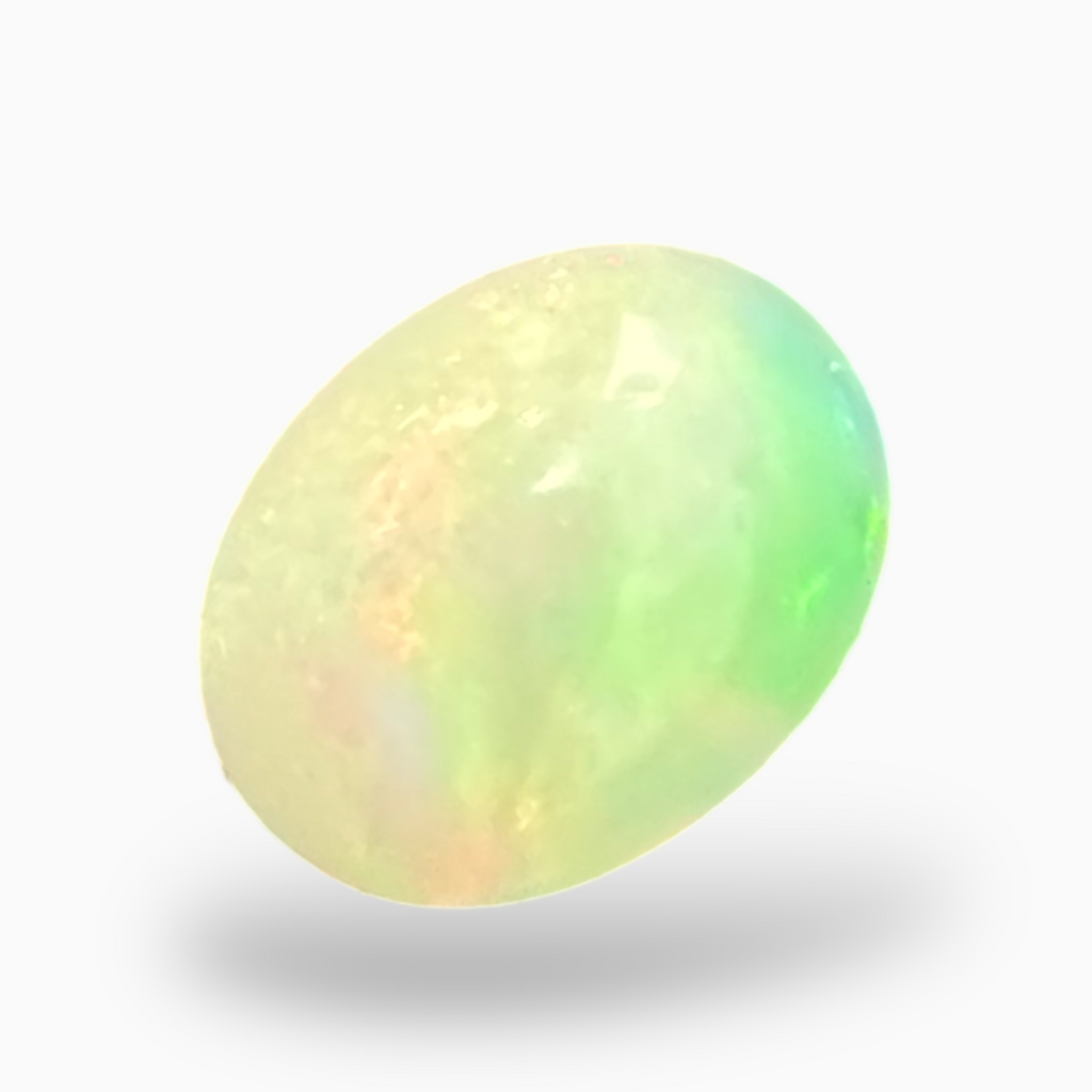 Natural White Color Ethiopian Opal Stone 0.8 Carats Oval Cabochon Shape 8X6mm