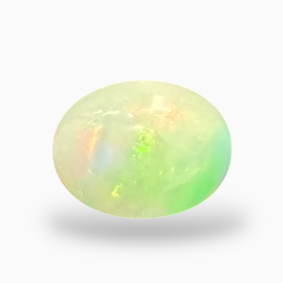 Natural White Color Ethiopian Opal Stone 0.8 Carats Oval Cabochon Shape 8X6mm