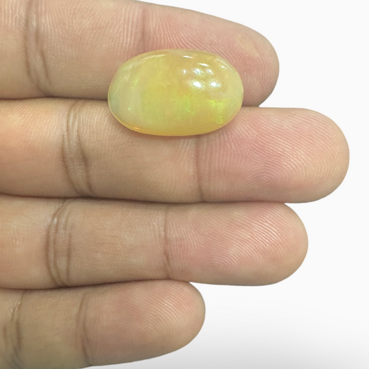 Natural Golden Color Ethiopian Opal Stone 11.21 Carats Pear Cabochon Shape 22X12.5mm