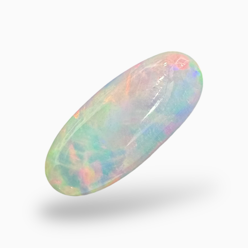 Natural White Ethiopian Opal Stone 15.32 Carats Oval Cabochon Shape 28X22.5mm