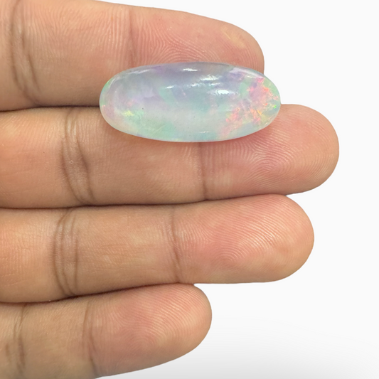 Natural White Ethiopian Opal Stone 15.32 Carats Oval Cabochon Shape 28X22.5mm