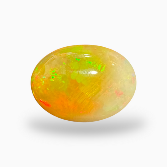 Natural Whitish Yellow Ethiopian Opal Stone 15.55  Carats Oval Cabochon Shape 13X17mm