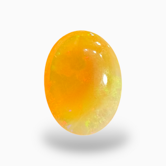 Natural Whitish Yellow Ethiopian Opal Stone 15.55  Carats Oval Cabochon Shape 13X17mm