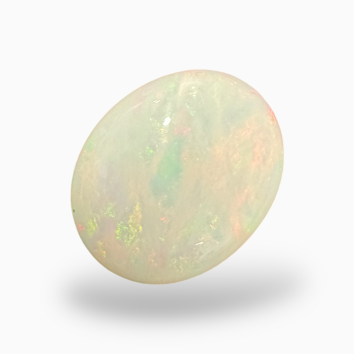 Natural White Ethiopian Opal Stone 16.4 Carats Oval Cabochon Shape 20.5X16.5mm