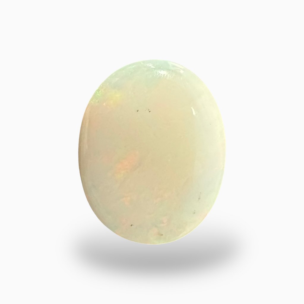 Natural White Ethiopian Opal Stone 16.4 Carats Oval Cabochon Shape 20.5X16.5mm