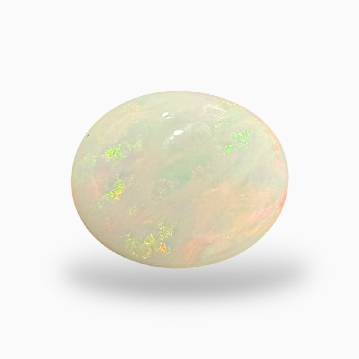 Natural White Ethiopian Opal Stone 16.4 Carats Oval Cabochon Shape 20.5X16.5mm