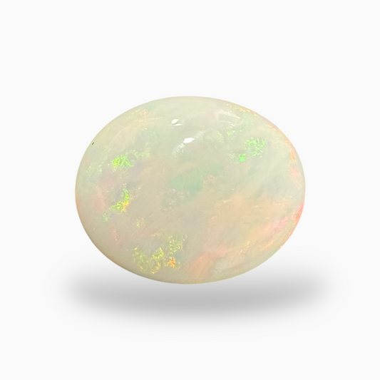 Natural White Ethiopian Opal Stone 16.4 Carats Oval Cabochon Shape 20.5X16.5mm