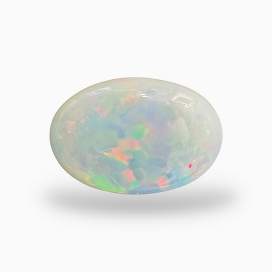 Natural White Ethiopian Opal Stone 19.1 Carats Oval Cabochon Shape 24.5X17mm