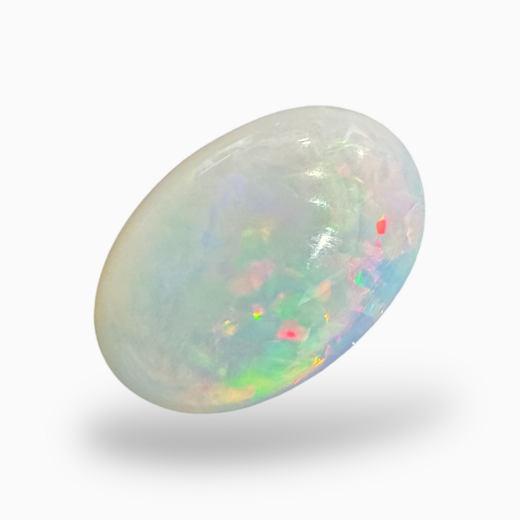 Natural White Ethiopian Opal Stone 19.1 Carats Oval Cabochon Shape 24.5X17mm