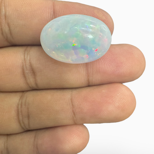 Natural White Ethiopian Opal Stone 19.1 Carats Oval Cabochon Shape 24.5X17mm