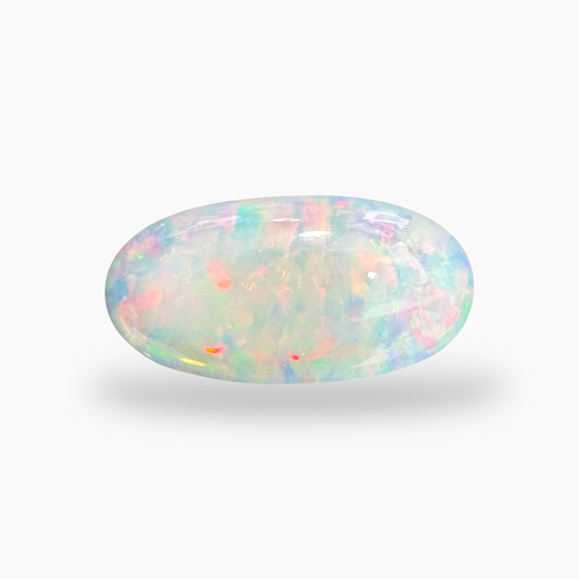 Natural White Ethiopian Opal Stone 19.5 Carats Oval Cabochon Shape 29X15mm