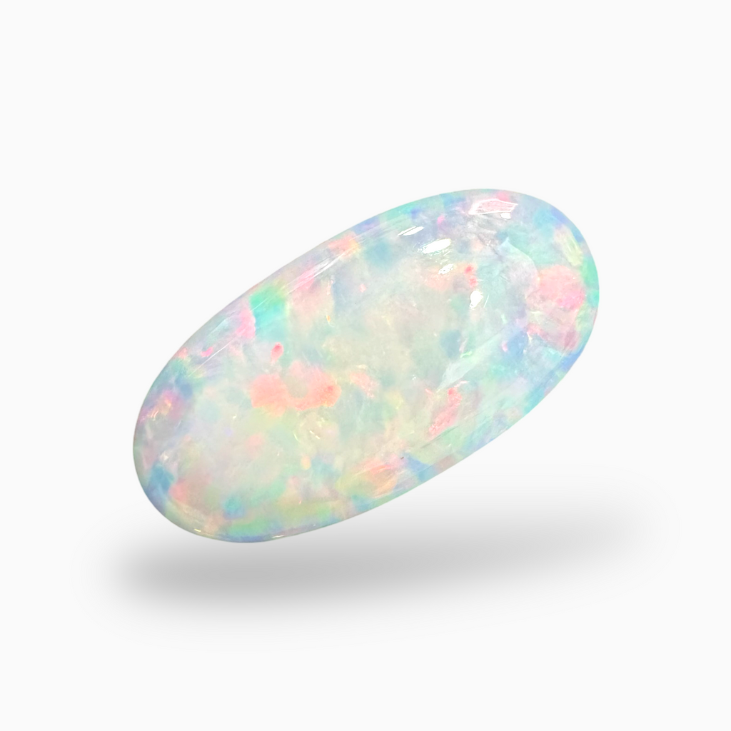 Natural White Ethiopian Opal Stone 19.5 Carats Oval Cabochon Shape 29X15mm