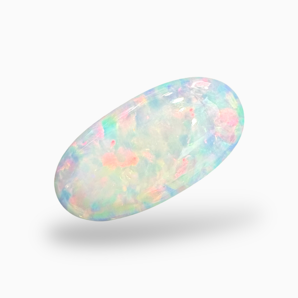 Natural White Ethiopian Opal Stone 19.5 Carats Oval Cabochon Shape 29X15mm